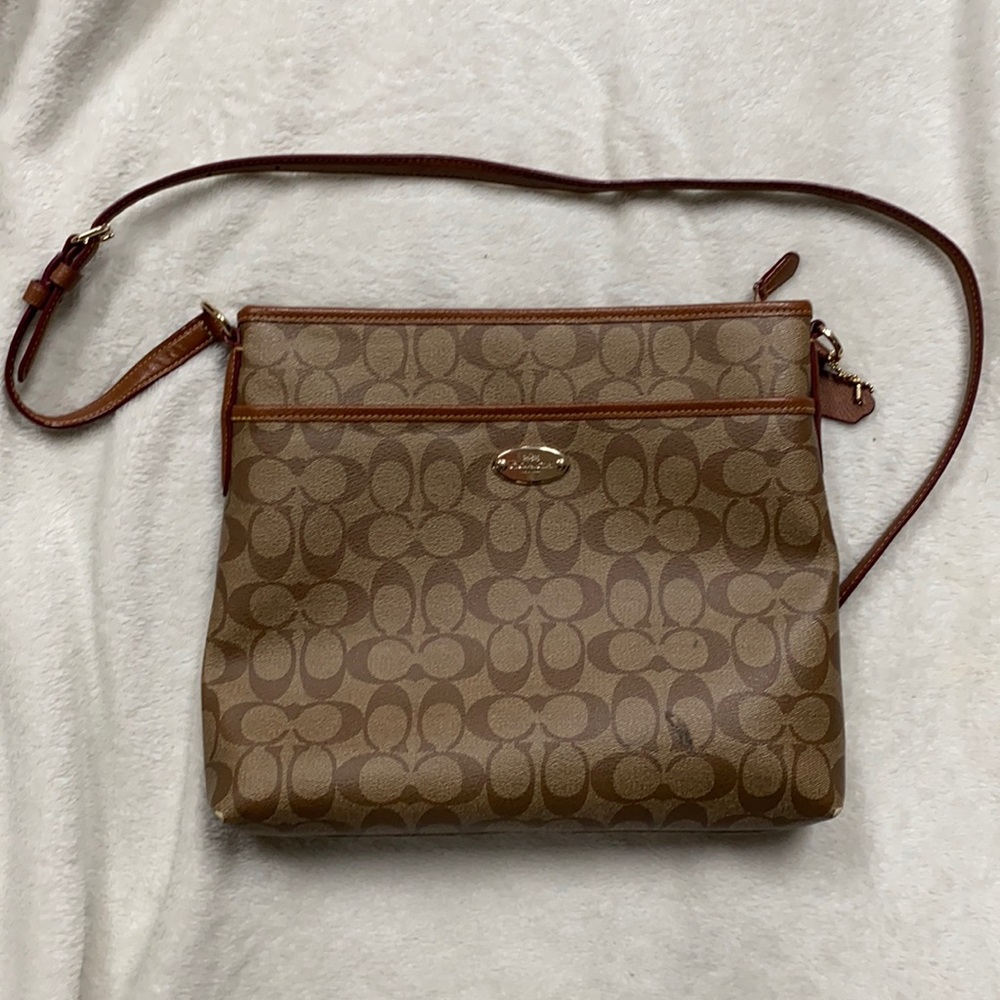 Coach File Crossbody Canvas Khaki/Saddle